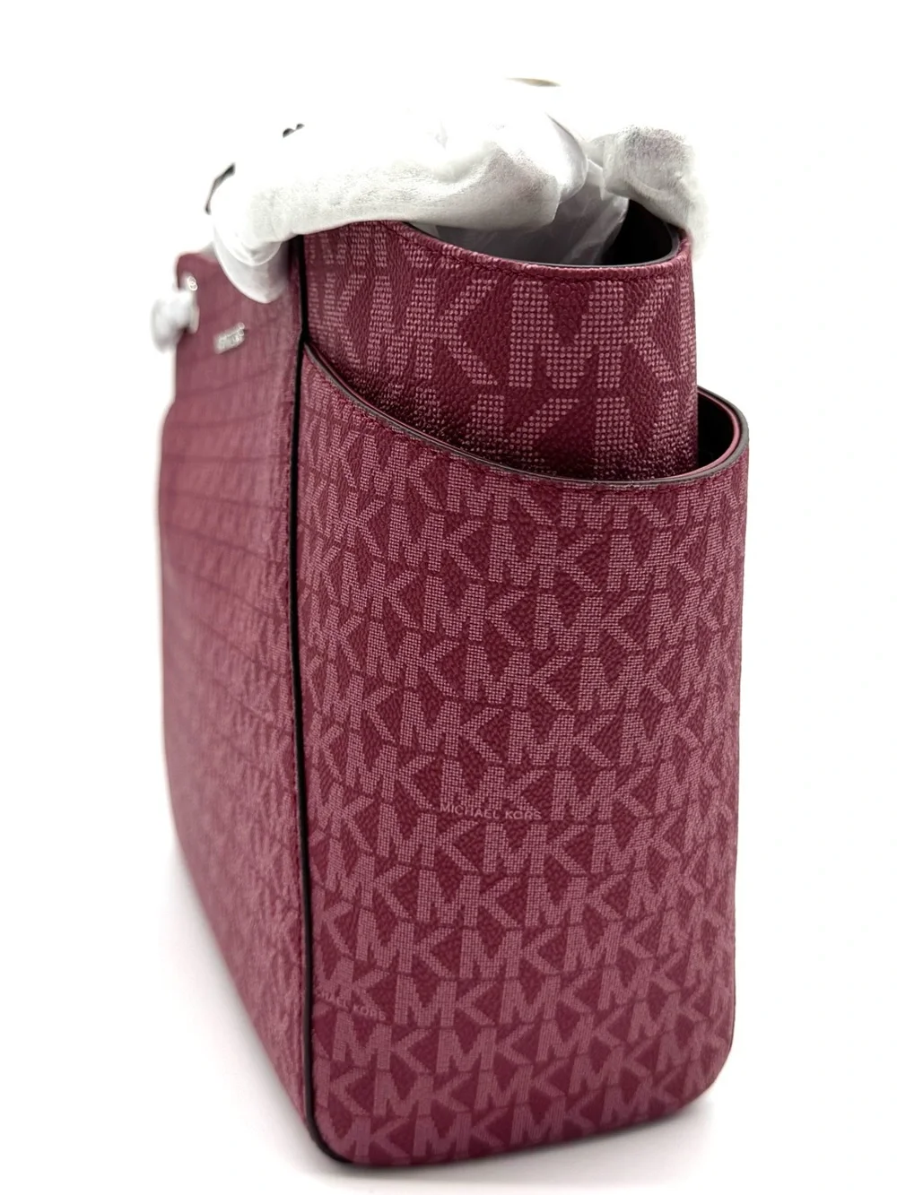 Michael Kors Jet Set Large Signature Logo Shoulder Bag - Maroon